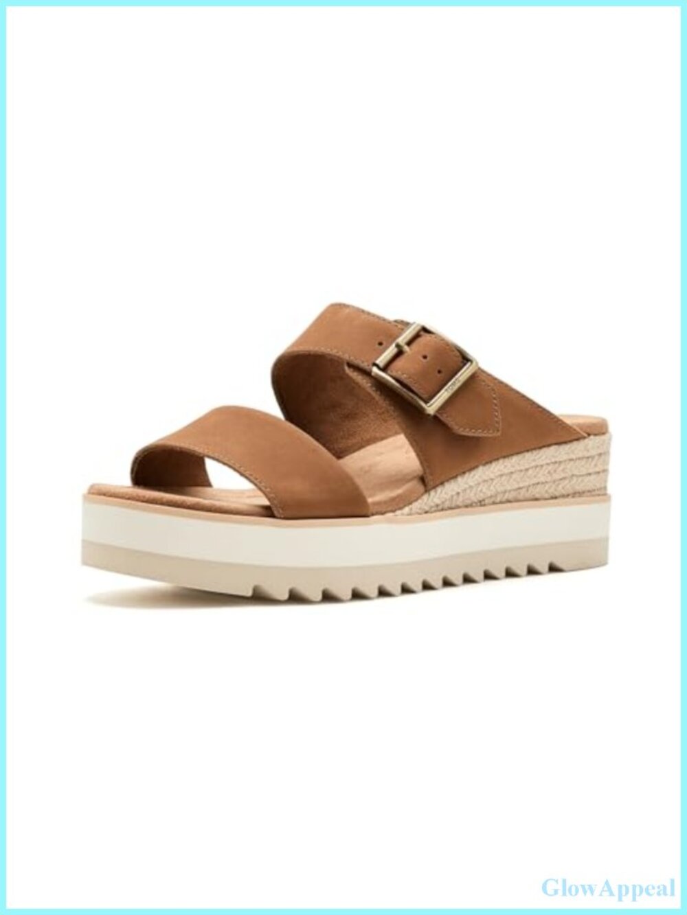 TOMS Diana Mule Buckle Leather Platform Wedge Sandals